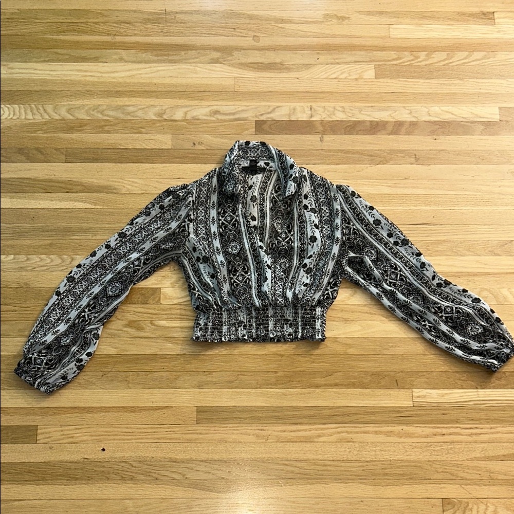 Black and White Patterned Blouse